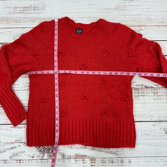 GAP Women’s size Small Heather Red Bubble Cluster Puff Sleeve Sweater - Picture 7 of 11